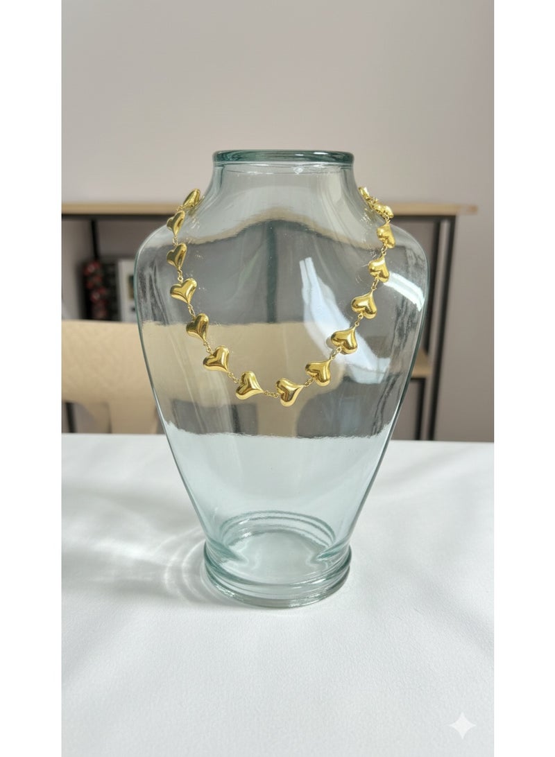 WARD Gold Plated Stainless Steel Heart Link Necklace for Women - Elegant Design - Image 3
